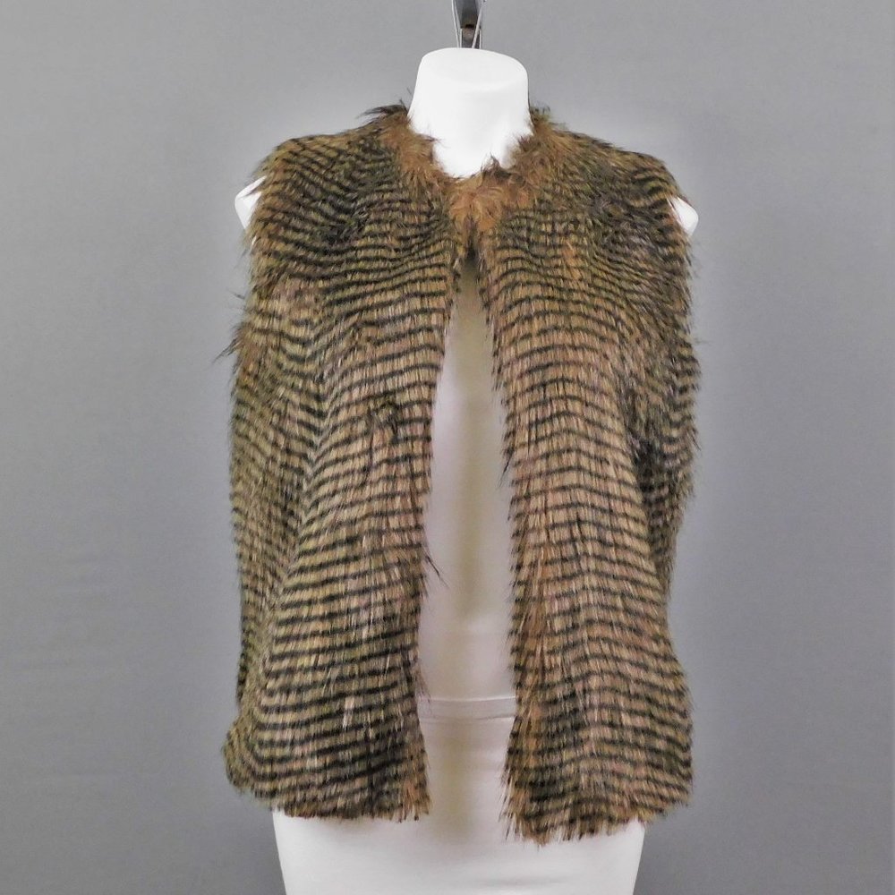 Glamsia Women Fur Vest Coat‎ Brown L